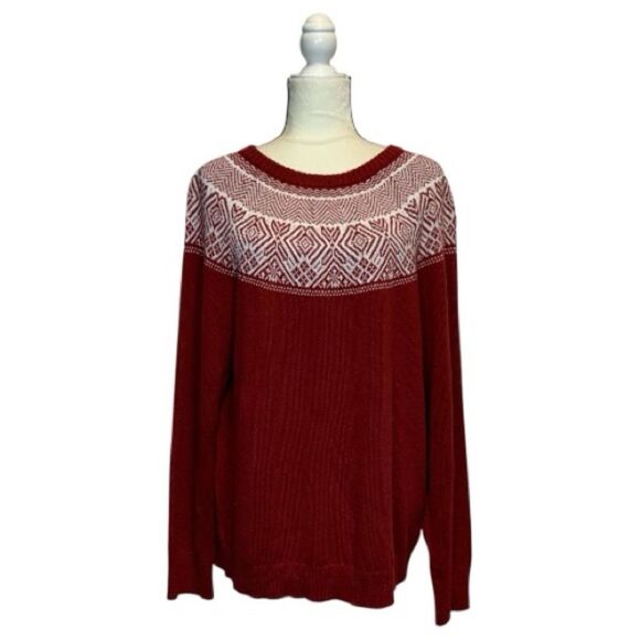 Croft & Barrow Red & White Patterned Crewneck Sweater Size XXLarge - Picture 11 of 11